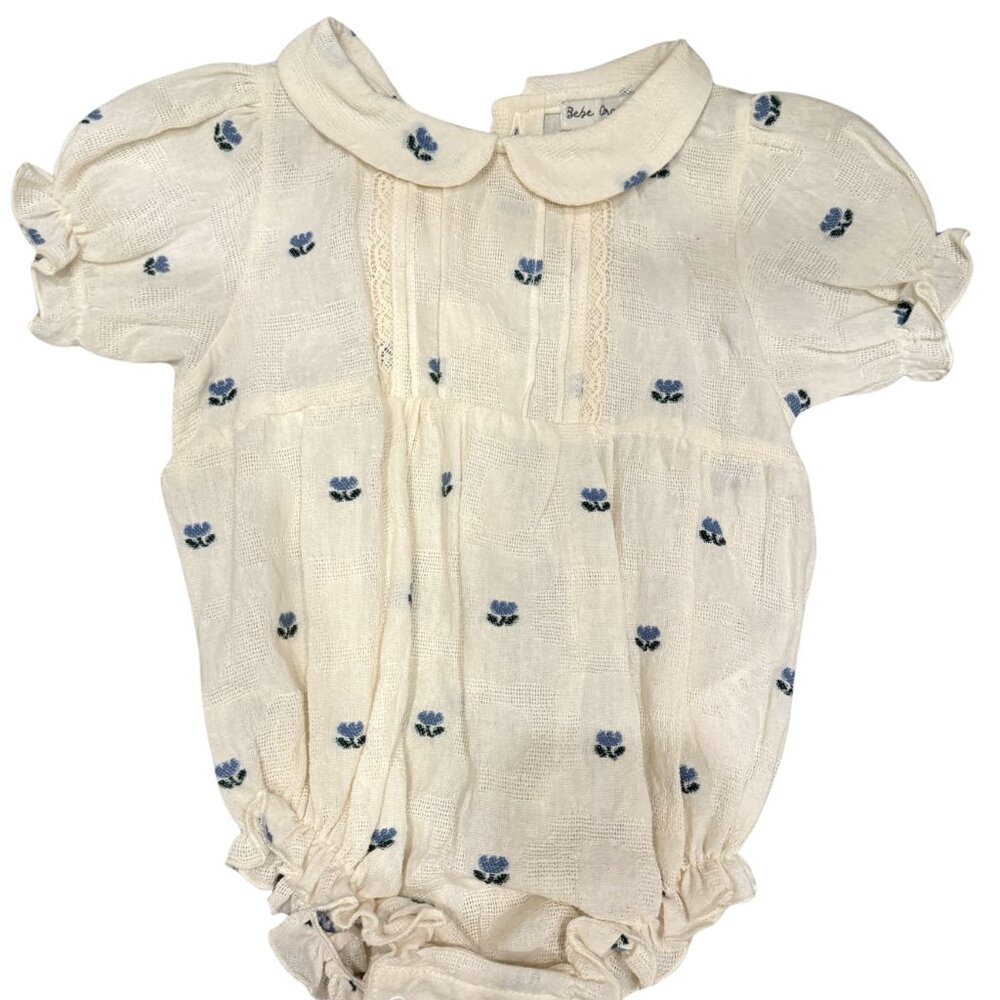 NWT Bebe Organic Girls Blue Floral Onsie 9M